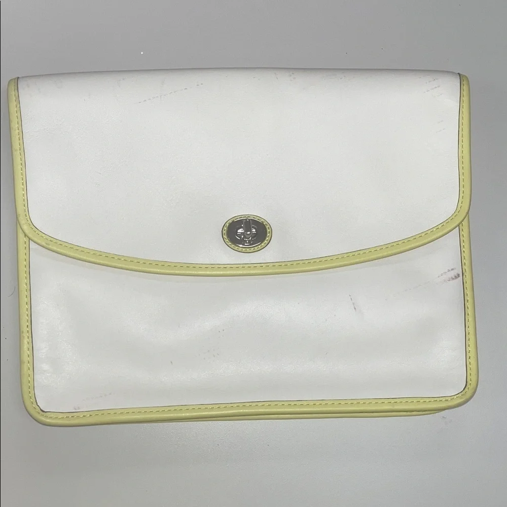 Coach White and Yellow Clutch / IPad bag